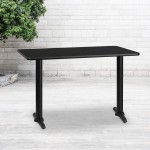 30'' x 48'' Rectangular Black Laminate Table Top with 5'' x 22'' Table Height Bases