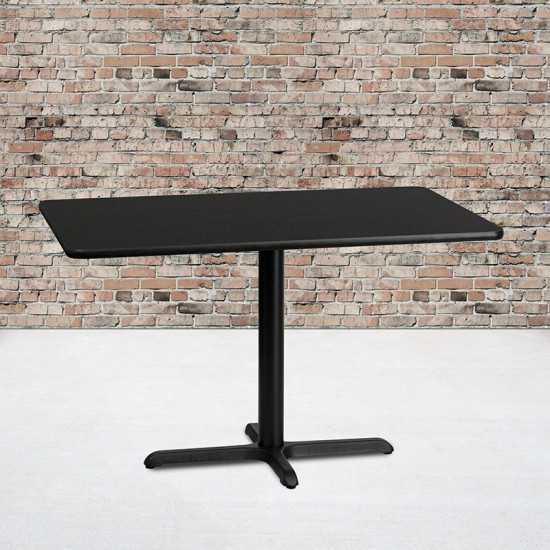 30'' x 48'' Rectangular Black Laminate Table Top with 23.5'' x 29.5'' Table Height Base