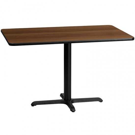 30'' x 48'' Rectangular Walnut Laminate Table Top with 23.5'' x 29.5'' Table Height Base