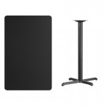 30'' x 48'' Rectangular Black Laminate Table Top with 23.5'' x 29.5'' Bar Height Table Base