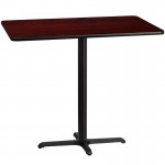 30\'\' x 48\'\' Rectangular Mahogany Laminate Table Top with 23.5\'\' x 29.5\'\' Bar Height Table Base