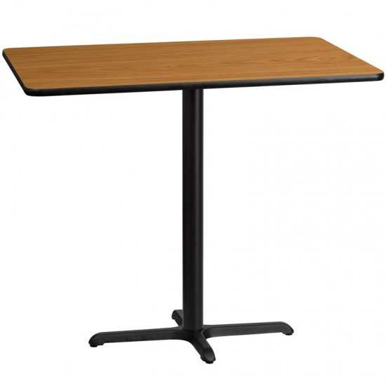 30'' x 48'' Rectangular Natural Laminate Table Top with 23.5'' x 29.5'' Bar Height Table Base