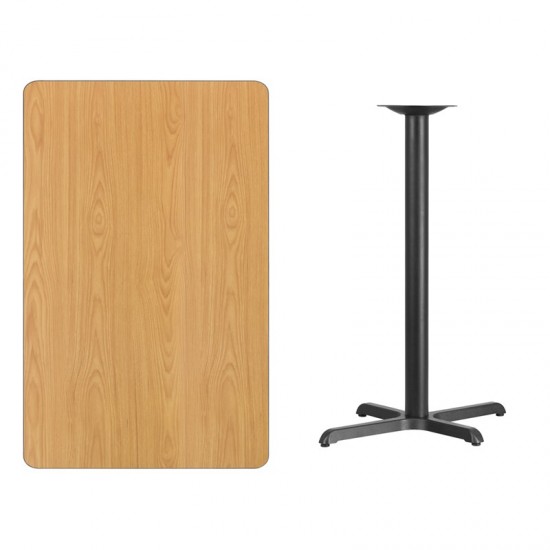 30'' x 48'' Rectangular Natural Laminate Table Top with 23.5'' x 29.5'' Bar Height Table Base