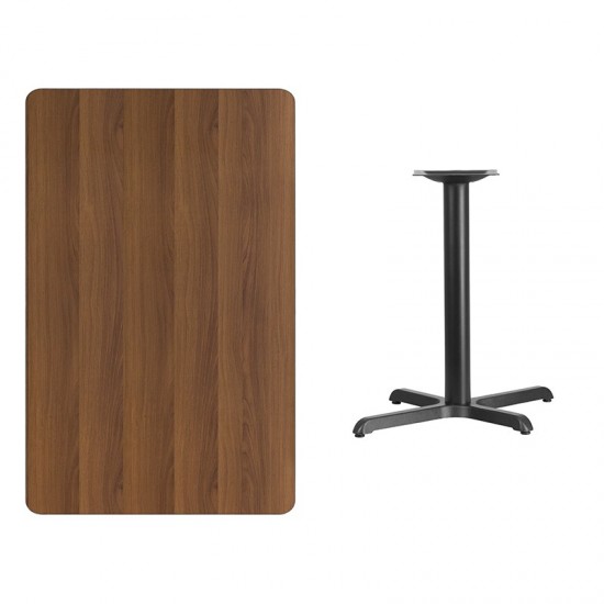 30'' x 48'' Rectangular Walnut Laminate Table Top with 23.5'' x 29.5'' Bar Height Table Base