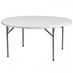 5-Foot Round Granite White Plastic Folding Table