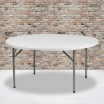 5-Foot Round Granite White Plastic Folding Table