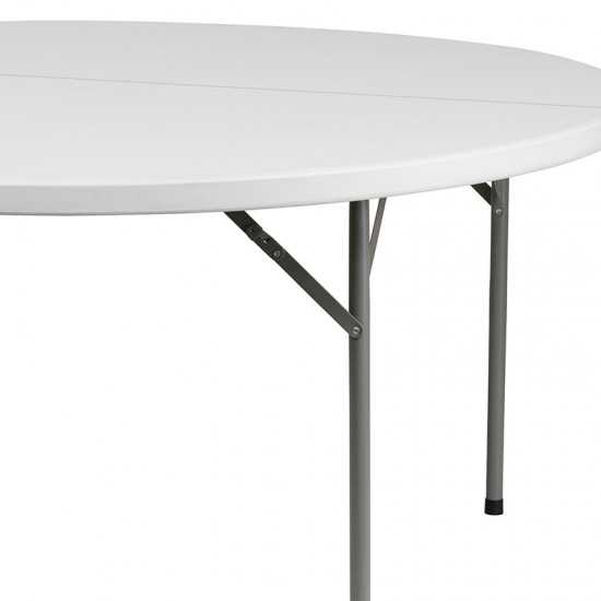 5-Foot Round Granite White Plastic Folding Table