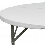 5-Foot Round Granite White Plastic Folding Table