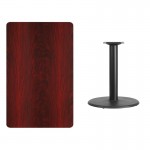 30'' x 48'' Rectangular Mahogany Laminate Table Top with 24'' Round Table Height Base