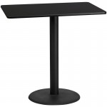 30'' x 48'' Rectangular Black Laminate Table Top with 24'' Round Bar Height Table Base