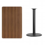 30'' x 48'' Rectangular Walnut Laminate Table Top with 24'' Round Bar Height Table Base