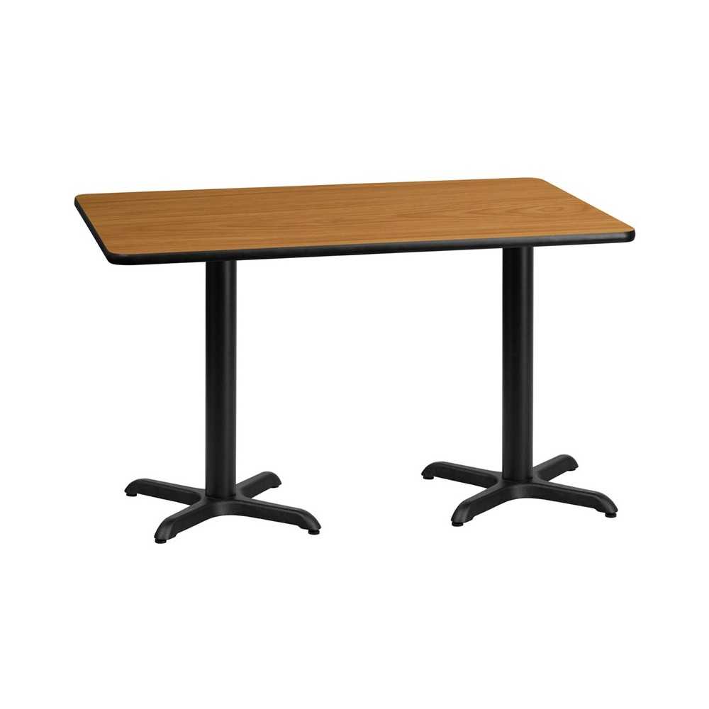 30'' x 60'' Rectangular Natural Laminate Table Top with 22'' x 22'' Table Height Bases