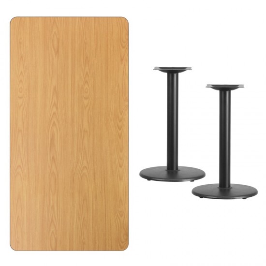 30'' x 60'' Rectangular Natural Laminate Table Top with 18'' Round Table Height Bases