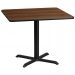 36'' Square Walnut Laminate Table Top with 30'' x 30'' Table Height Base