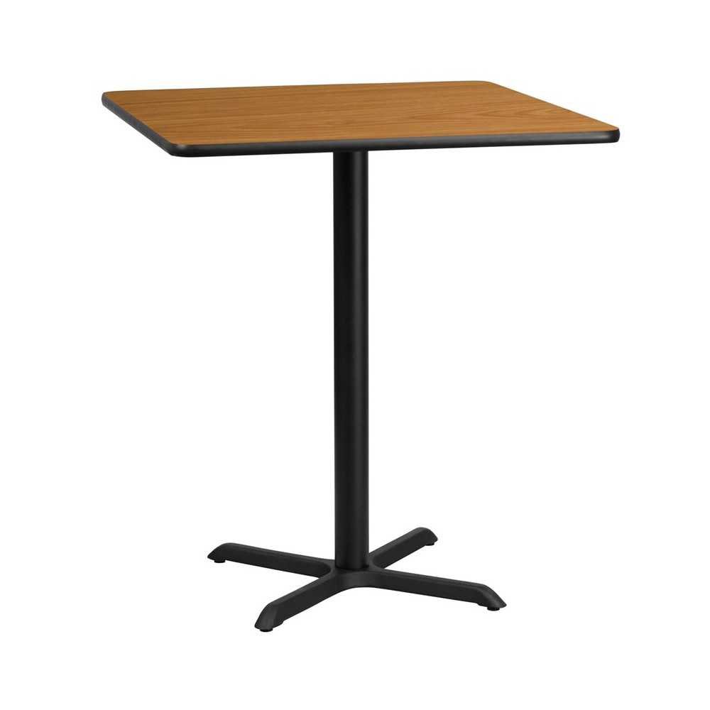 36'' Square Natural Laminate Table Top with 30'' x 30'' Bar Height Table Base