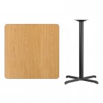 36'' Square Natural Laminate Table Top with 30'' x 30'' Bar Height Table Base