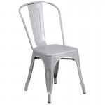 Commercial Grade 31.5" x 63" Rectangular Silver Metal Indoor-Outdoor Table Set with 4 Stack Chairs