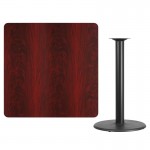 42'' Square Mahogany Laminate Table Top with 24'' Round Bar Height Table Base