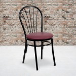 Fan Back Metal Chair - Burgundy Vinyl Seat