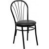 Fan Back Metal Chair - Black Vinyl Seat