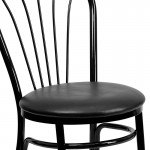 Fan Back Metal Chair - Black Vinyl Seat