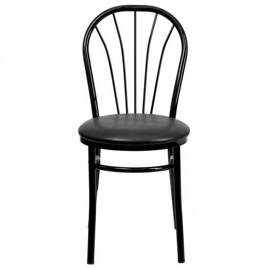 Fan Back Metal Chair - Black Vinyl Seat