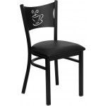 Black Coffee Back Metal Restaurant Chair - Black Vinyl Seat