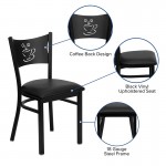 Black Coffee Back Metal Restaurant Chair - Black Vinyl Seat