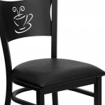 Black Coffee Back Metal Restaurant Chair - Black Vinyl Seat