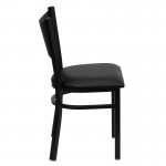 Black Coffee Back Metal Restaurant Chair - Black Vinyl Seat