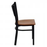 Black Coffee Back Metal Restaurant Chair - Cherry Wood Seat