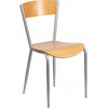 Invincible Series Silver Metal Restaurant Chair - Natural Wood Back & Seat