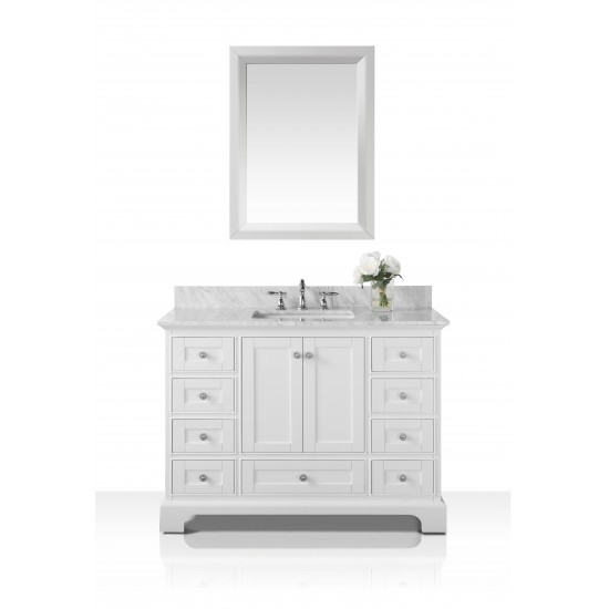 Audrey 48 in. Bath Vanity Set in White with 28 in. Mirror