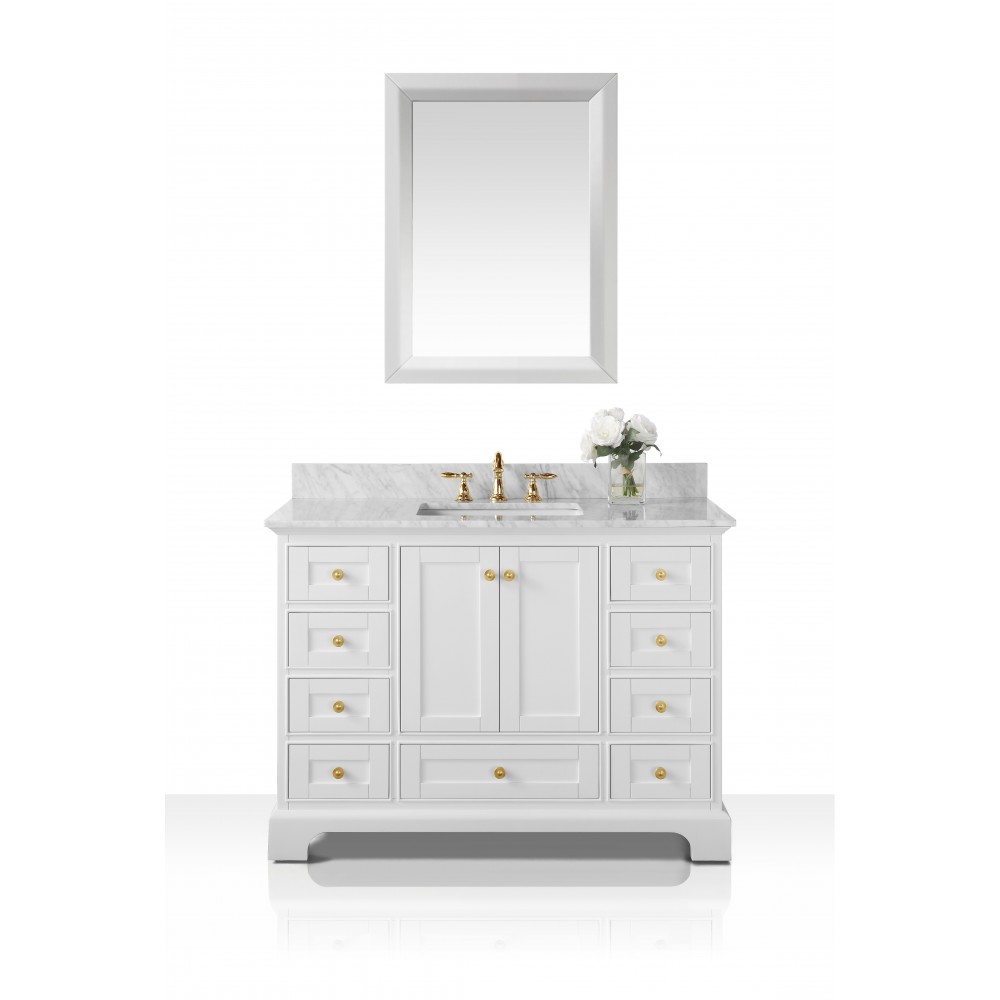Audrey 48 in. Bath Vanity Set in White with 28 in. Mirror Audrey 48 in. Bath Vanity Set in White with 28 in. Mirror