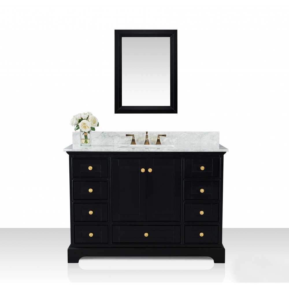 Audrey 48 in. Bath Vanity Set in Onyx Black with 28 in. Mirror