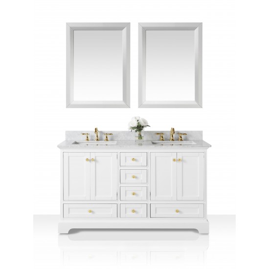 Audrey 60 in. Bath Vanity Set in White with 24 in. Mirrors