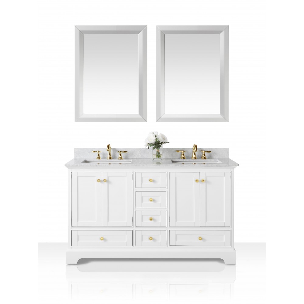 Audrey 60 in. Bath Vanity Set in White with 24 in. Mirrors