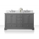 Audrey 60 in. Bath Vanity Set in Sapphire Gray with 24 in. Mirror