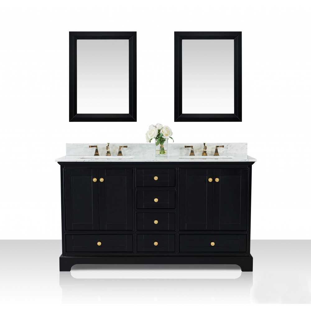 Audrey 60 in. Bath Vanity Set in Onyx Black with 24 in. Mirrors