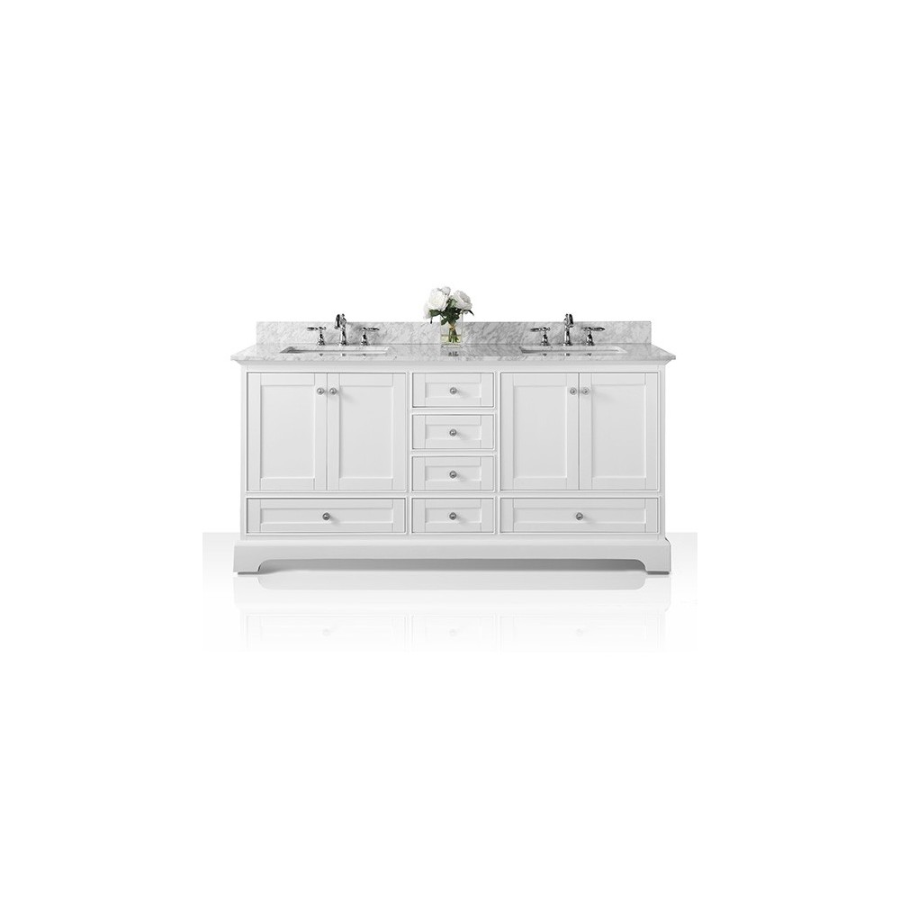 Audrey 72 in. Bath Vanity Set in White with 24 in. Mirror