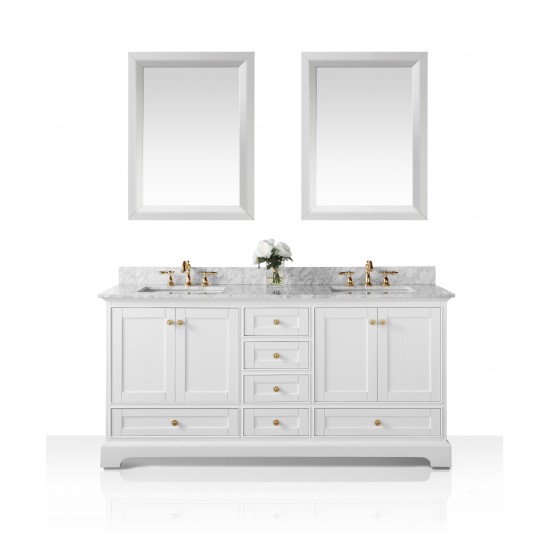 Audrey 72 in. Bath Vanity Set in White with 24 in. Mirrors