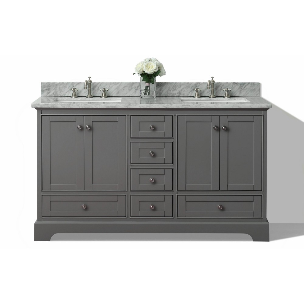 Audrey 72 in. Bath Vanity Set in Sapphire Gray with 24 in. Mirror