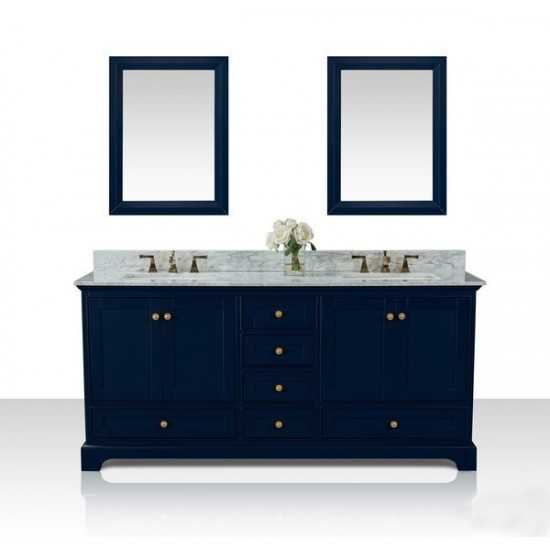 Audrey 72 in. Bath Vanity Set in Heritage Blue with 24 in. Mirrors