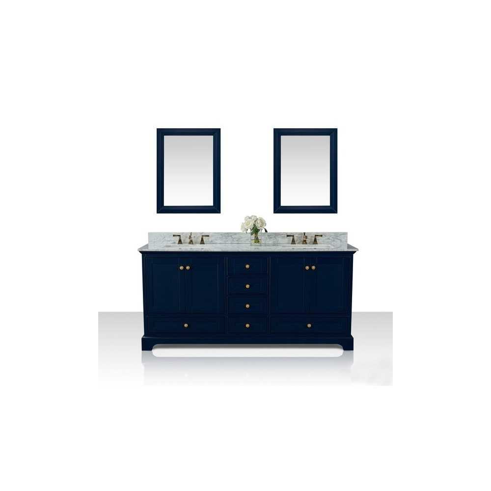 Audrey 72 in. Bath Vanity Set in Heritage Blue with 24 in. Mirrors