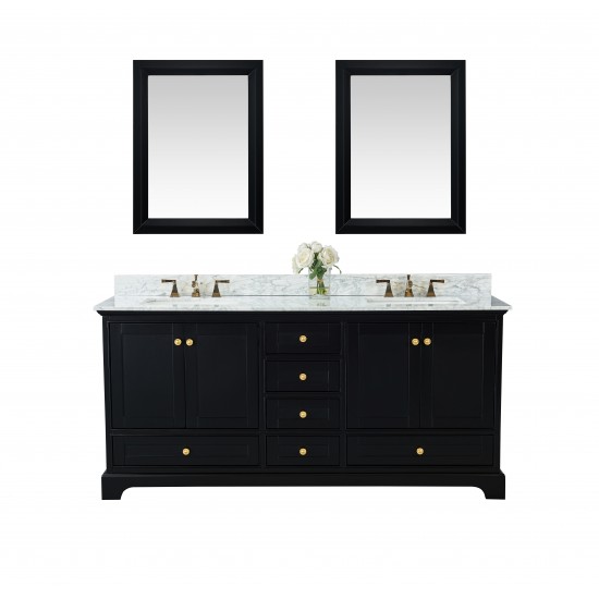 Audrey 72 in. Bath Vanity Set in Onyx Black with 24 in. Mirrors