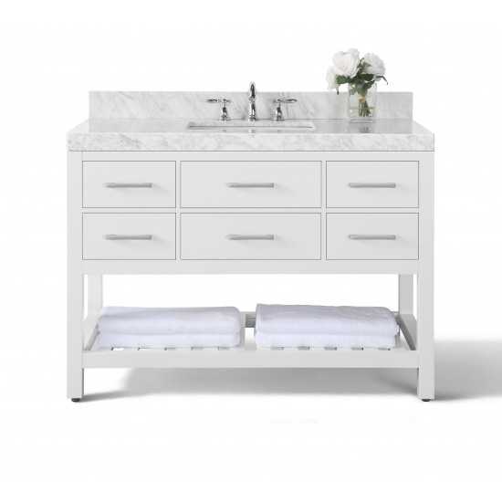 Elizabeth 48 in.Bath Vanity Set in White with 28 in. Mirror