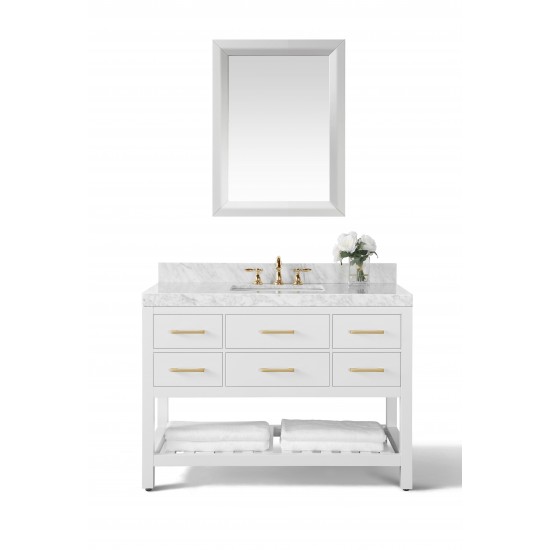 Elizabeth 48 in.Bath Vanity Set in White with 28 in. Mirror