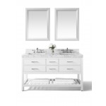 Elizabeth 60 in. Bath Vanity Set in White with 24 in. Mirror