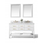 Elizabeth 60 in. Bath Vanity Set in White with 24 in. Mirrors