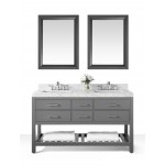 Elizabeth 60 in. Bath Vanity Set in Sapphire Gray with 24 in. Mirror